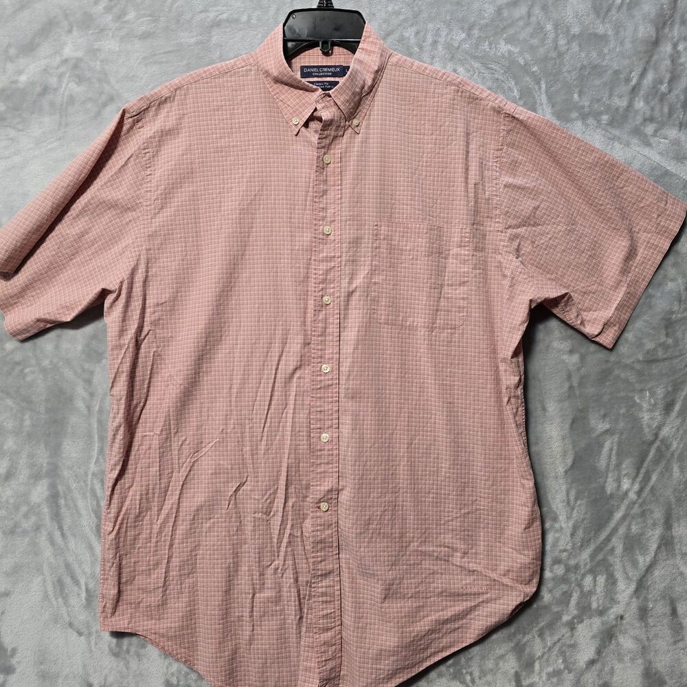 Daniel Cremieux Signature Collection Dress Shirt Mens Large Pink Green Check